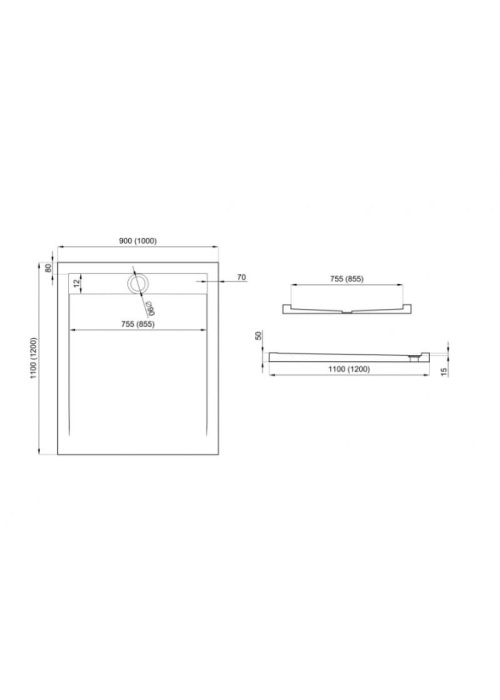 Піддон прямокутний Polimat WEST New 120x100x5 00329