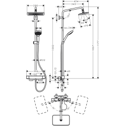 Душова система з термостатом Hansgrohe Croma E Showerpipe 280 1jet EcoSmart 27660000