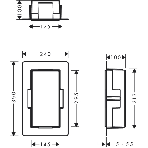 Настінна ніша Hansgrohe XtraStoris Minimalistic з відкритою рамою 30x15x10 см Matt Black 56070670