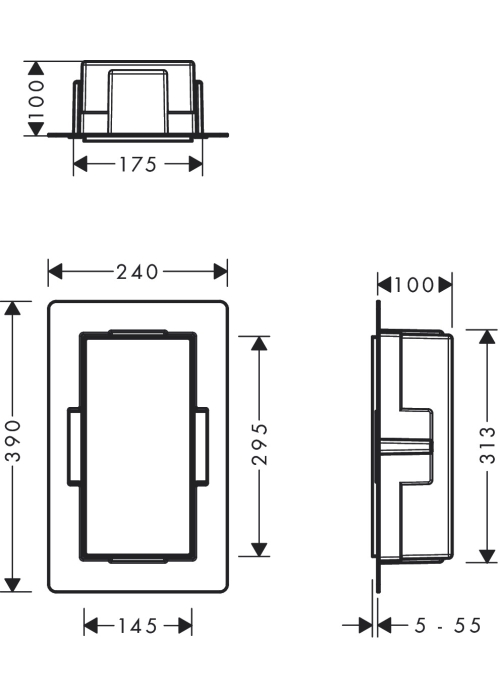 Настінна ніша Hansgrohe XtraStoris Minimalistic з відкритою рамою 30x15x10 см Matt Black 56070670