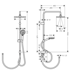 Душова система Hansgrohe Vernis Shape Showerpipe 230 1jet Reno EcoSmart 26289000 хром