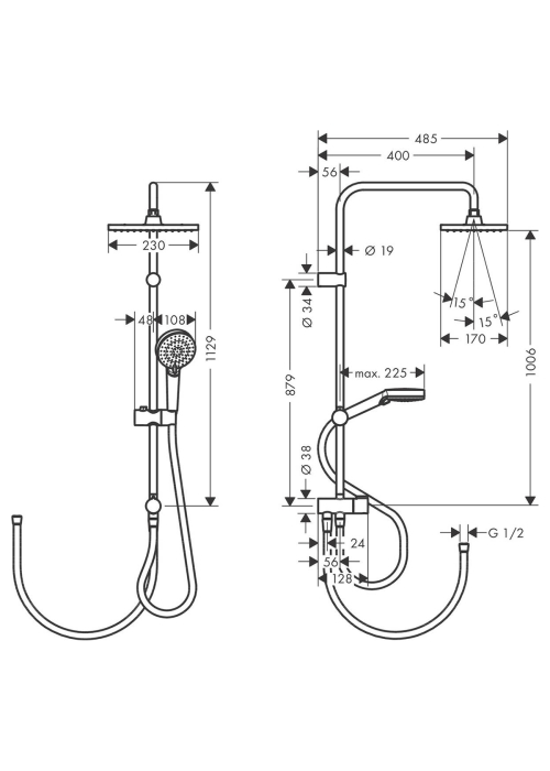 Душова система Hansgrohe Vernis Shape Showerpipe 230 1jet Reno 26282000 хром