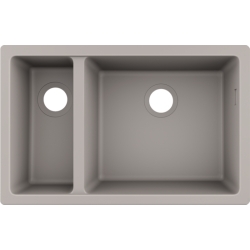 Кухонная мойка под столешницу Hansgrohe S510-U635 две чаши 180/450 Concretegrey 43433380