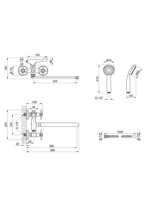 Смеситель для ванны Lidz (CRM) Dominox 15 140 (LIDZCRM15140)