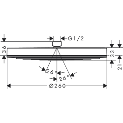 Верхній душ Hansgrohe Pulsify 260 1jet 24140000 хром