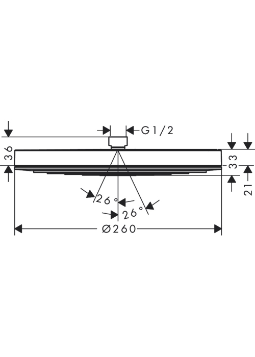 Верхній душ Hansgrohe Pulsify 260 1jet 24140000 хром