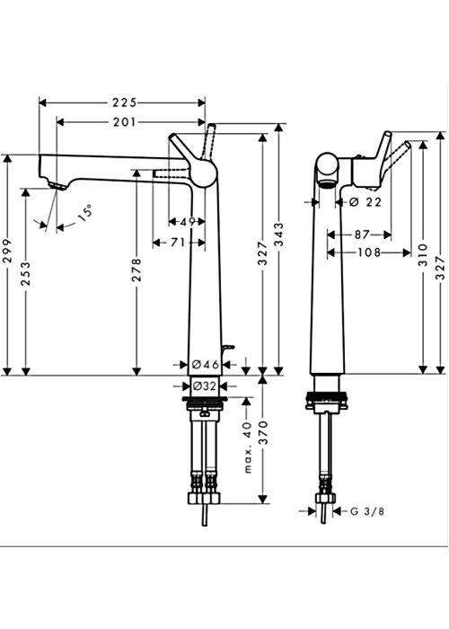 Смеситель для раковины Hansgrohe Talis S с донным клапаном 72115000