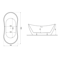 Ванна акриловая отдельностоящая Polimat ABI 180x80 00405