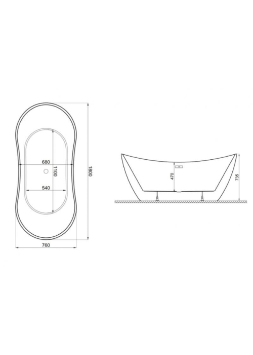 Ванна акриловая отдельностоящая Polimat ABI 180x80 00405