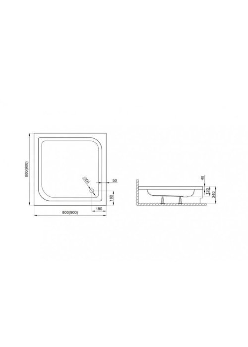 Піддон квадратний Polimat TAKO 90x90x12 00319