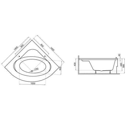 Ванна акрилова Polimat STANDARD 140x140 00254