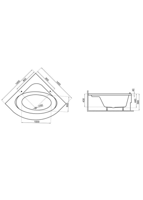 Ванна акрилова Polimat STANDARD 140x140 00254