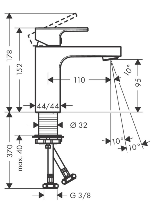 Смеситель для раковины Hansgrohe Vernis Shape 71569670 черный матовый