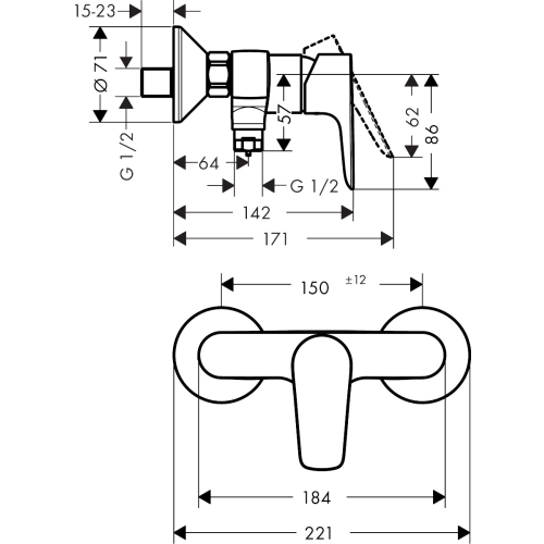 Змішувач для душу Hansgrohe Talis E Matt Black 71760670