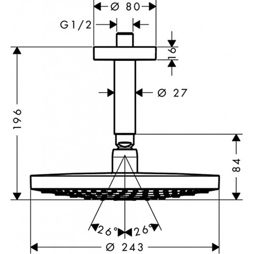 Верхній душ Hansgrohe Raindance Select S 240 2jet 26467000