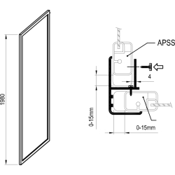 Неподвижная стенка для душа Ravak Supernova APSS-75 198 Чёрный TRANSPARENT 940303R2Z1