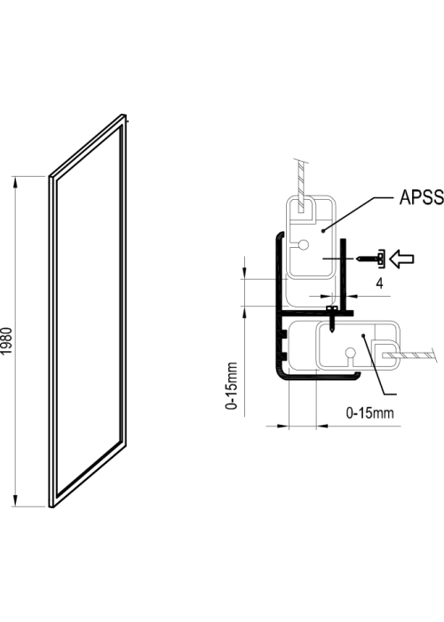 Неподвижная стенка для душа Ravak Supernova APSS-75 198 Чёрный TRANSPARENT 940303R2Z1