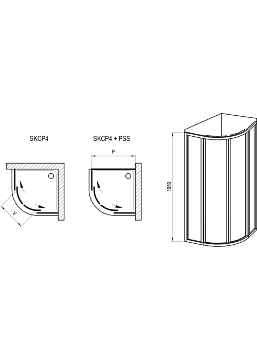 Душова кабіна Ravak Supernova SKCP4-80 195 Білий PEARL 3114O10211