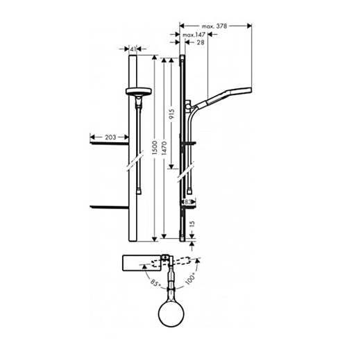 Душовий набір Hansgrohe Rainfinity 130 3jet з душовою стійкою та мильницею 27673000