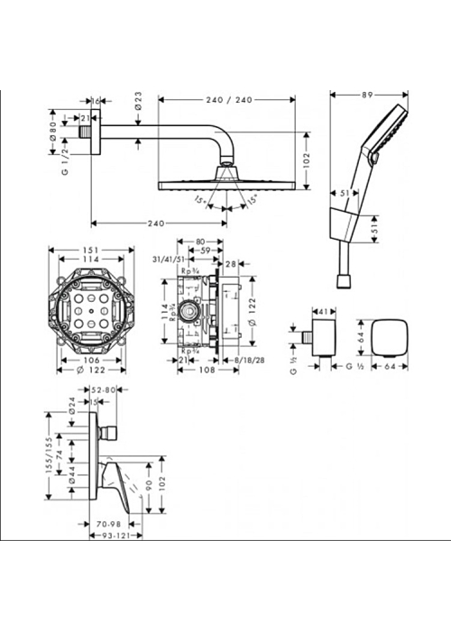 Душовий комплект Hansgrohe Crometta E 240 1jet Logis 8в1 27957000 хром