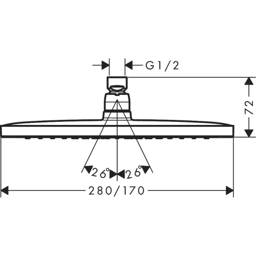 Верхній душ Hansgrohe Croma E 280 1jet хром 26257000