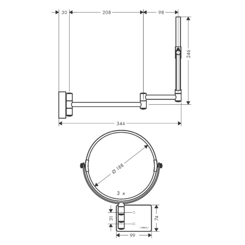 Дзеркало косметичне Hansgrohe AddStoris 41791990