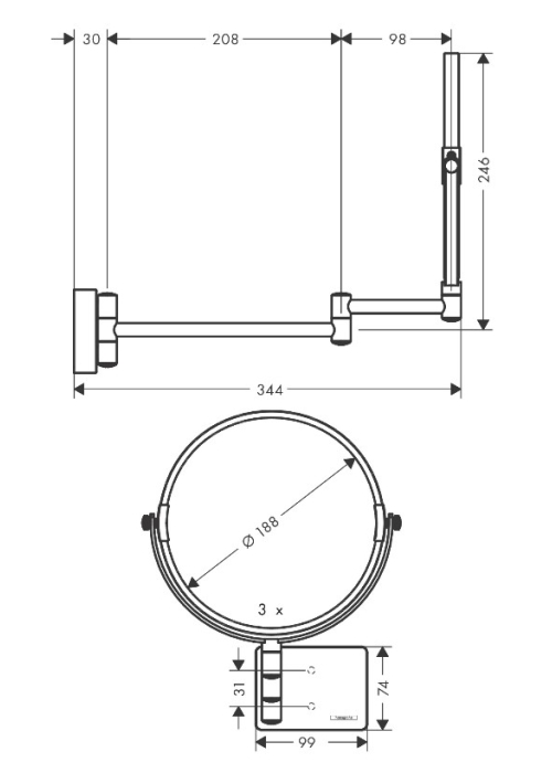 Дзеркало косметичне Hansgrohe AddStoris 41791990