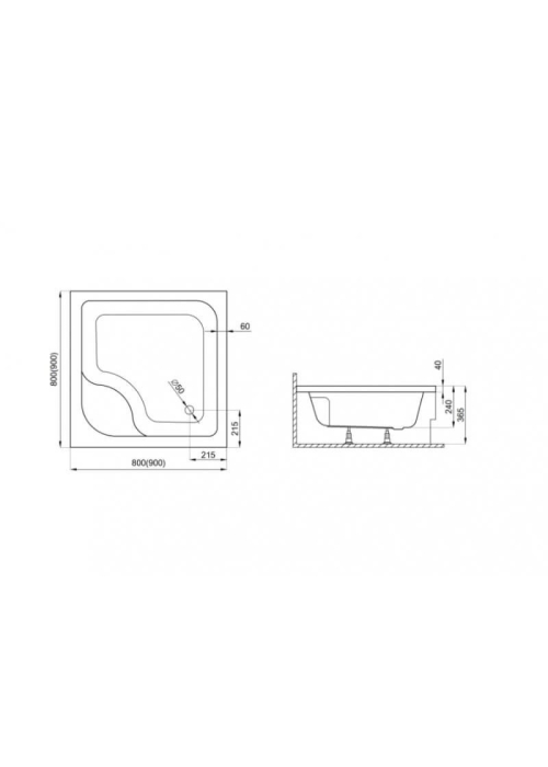 Піддон квадратний Polimat TAKO 80x80x24 00326