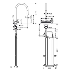 Смеситель для кухни Hansgrohe Aquno Select M81 с выдвижным душем, хром 73831000