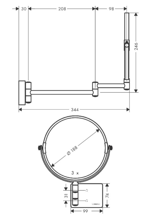 Дзеркало косметичне Hansgrohe AddStoris 41791140