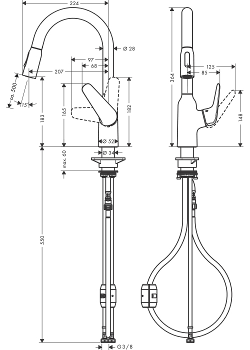 Змішувач для кухні Hansgrohe Focus M42 з висувним виливом 71801000