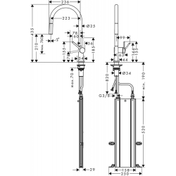 Смеситель Hansgrohe Talis M54 для кухонной мойки с выдвижным душем Sbox Stainless Steel 72803800