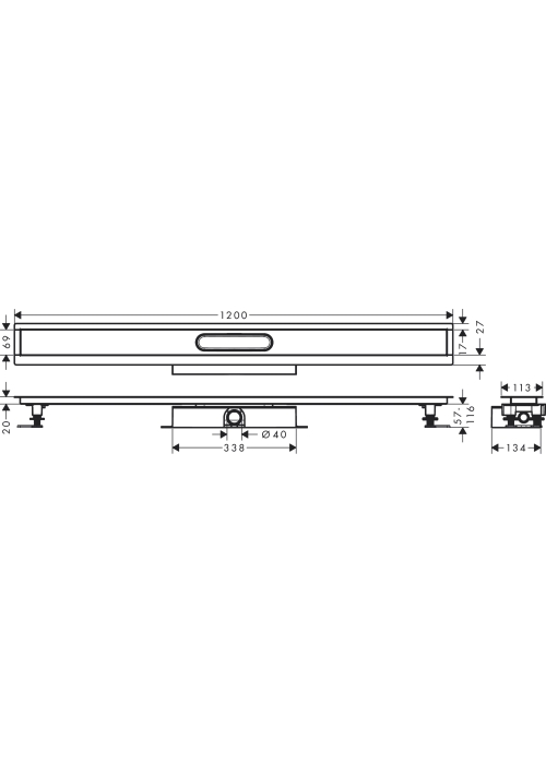 Монтажный комплект для каналов ø40 Hansgrohe uBox universal 1200 мм 56021180