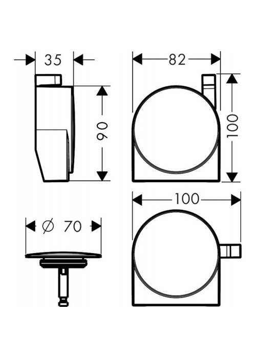 Зовнішня частина сифона для ванни Hansgrohe Exafill S Brushed Black 58117340