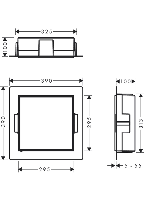 Настінна ніша Hansgrohe XtraStoris Rock з дверцятами 30x30x10 см Matt Black 56085670