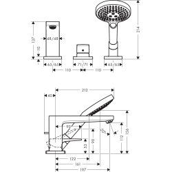 Смеситель на борт ванны Hansgrohe Metropol Loop Secuflex хром 74550000