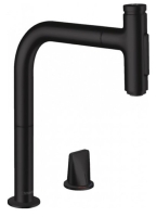 Змішувач для кухні Hansgrohe Metris Select 200 з висувним виливом Sbox Matt Black 73818670