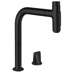 Смеситель для кухни Hansgrohe Metris Select 200 с выдвижным изливом Sbox Matt Black 73818670