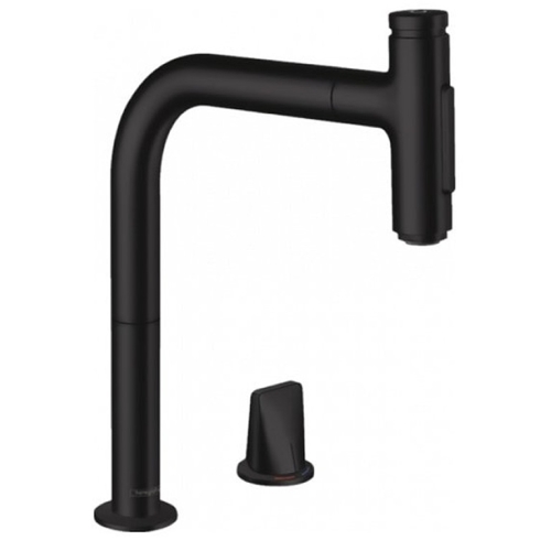 Смеситель для кухни Hansgrohe Metris Select 200 с выдвижным изливом Sbox Matt Black 73818670