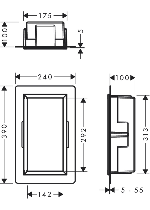 Настінна ніша Hansgrohe XtraStoris Original із вбудованою рамою 30x15x10 см Matt Black 56057670