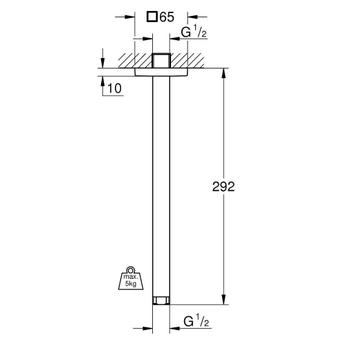 Стельовий душовий кронштейн GROHE Rainshower neutral 27484000