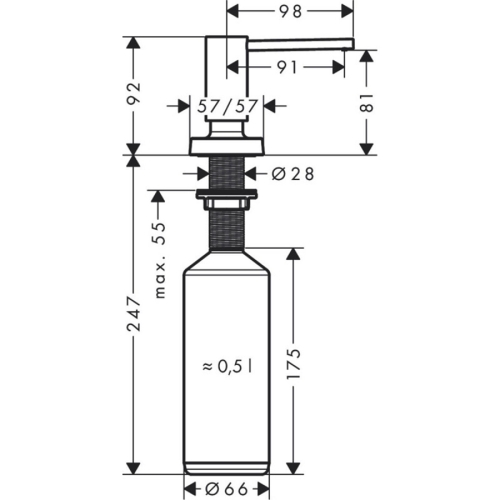 Дозатор кухонний Hansgrohe A71 для миючого засобу 500 ml Stainless Steel 40468800