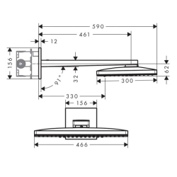 Верхній душ Hansgrohe Rainmaker Select 466х300 3jet хром/білий 24007400