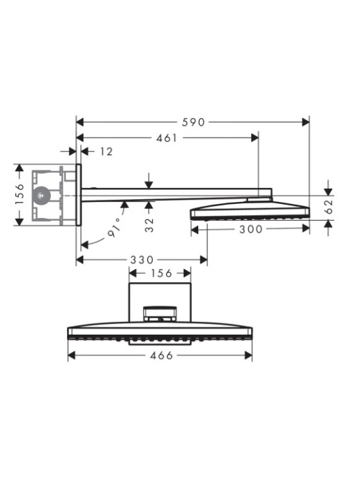 Верхній душ Hansgrohe Rainmaker Select 466х300 3jet хром/білий 24007400