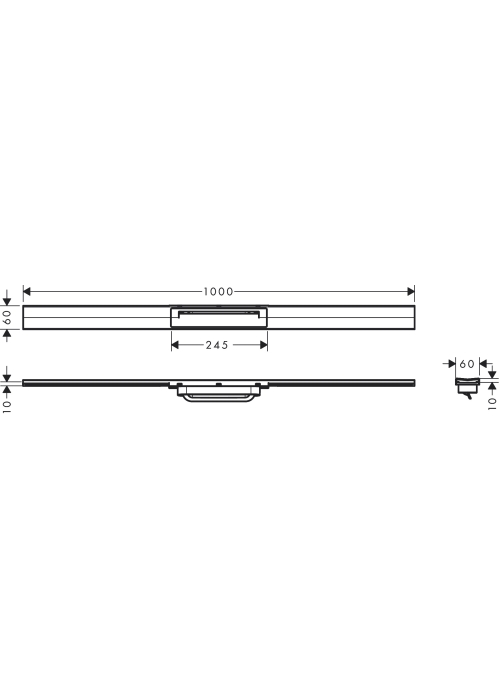 Верхня частина Hansgrohe "RainDrain Flex" для каналу 1000 мм Brushed Black 56046340