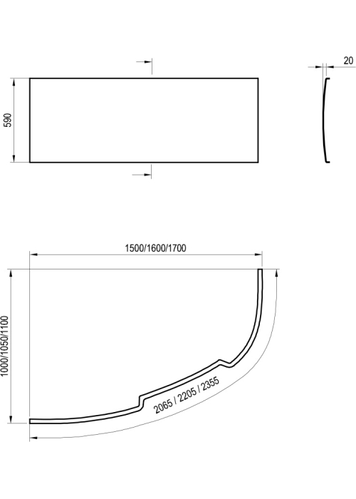 Панель для ванни Ravak ASYMMETRIC 170 L із кріпленням CZ48100000