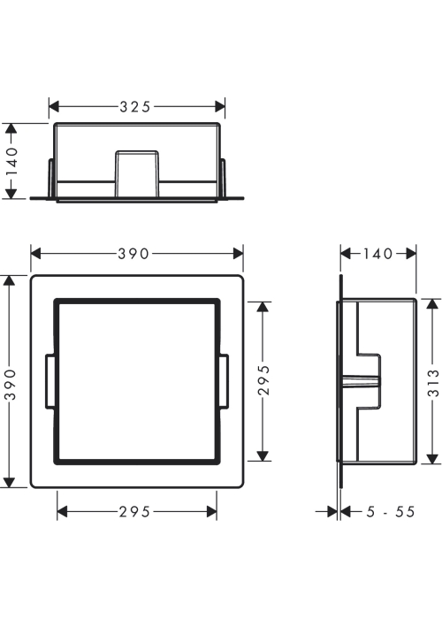 Настінна ніша Hansgrohe XtraStoris Minimalistic з відкритою рамою 30x30x14 см Matt Black 56079670