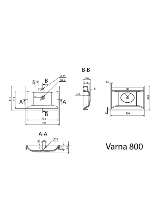 Умывальник Radaway Varna 80 (U124080-03-01)