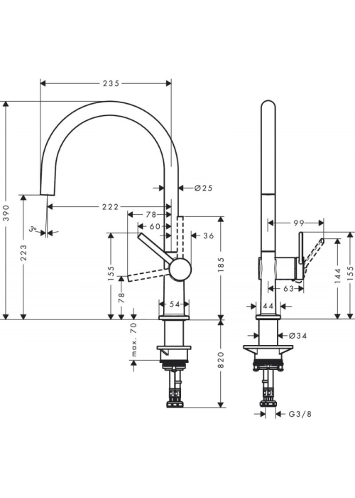 Змішувач Hansgrohe Talis M54 для кухонного миття Stainless Steel 72804800