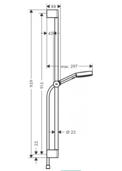 Душовий набір Hansgrohe Pulsify Select EcoSmart зі штангою 90 см 24171670